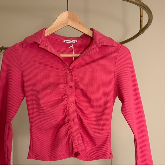 REFORMATION - pink button up top - Picture 3 of 3